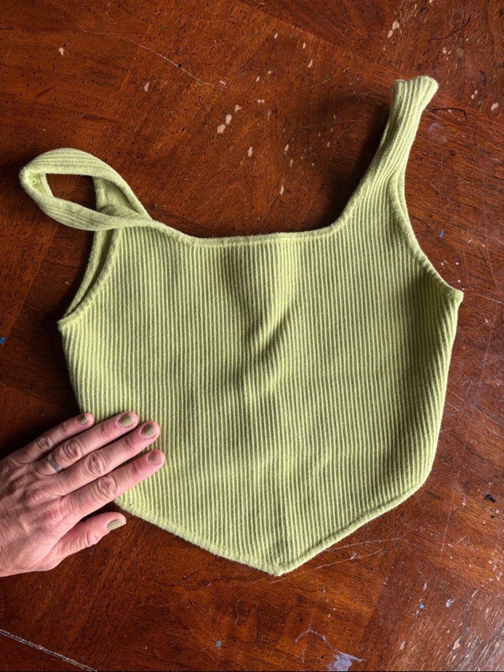 House of Harlow Ribbed Knit Bandeau Crop Top - bright sage Green